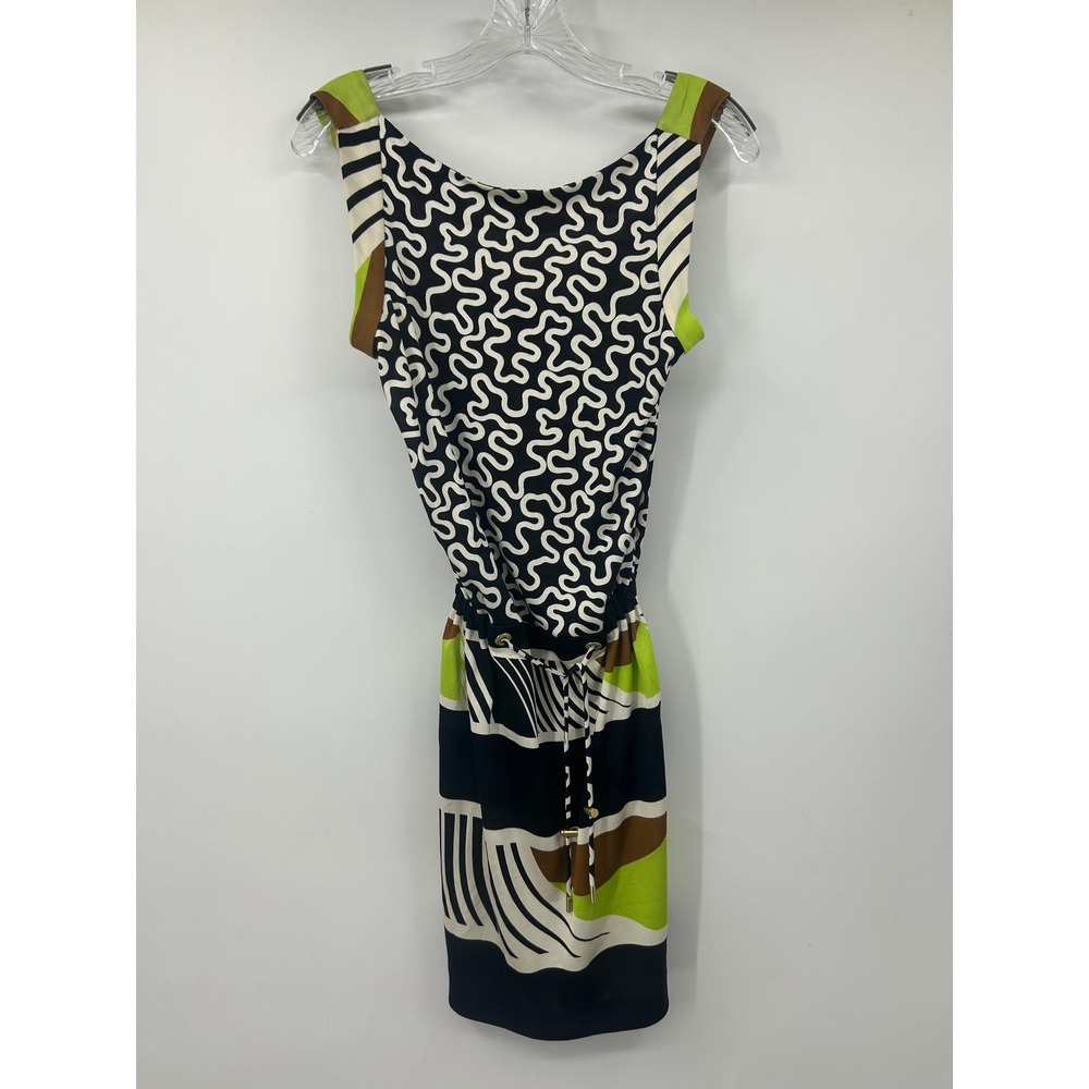 Diane von Furstenberg DVF Silk Jersey Geometric Print Drawstring Mini Dress 2